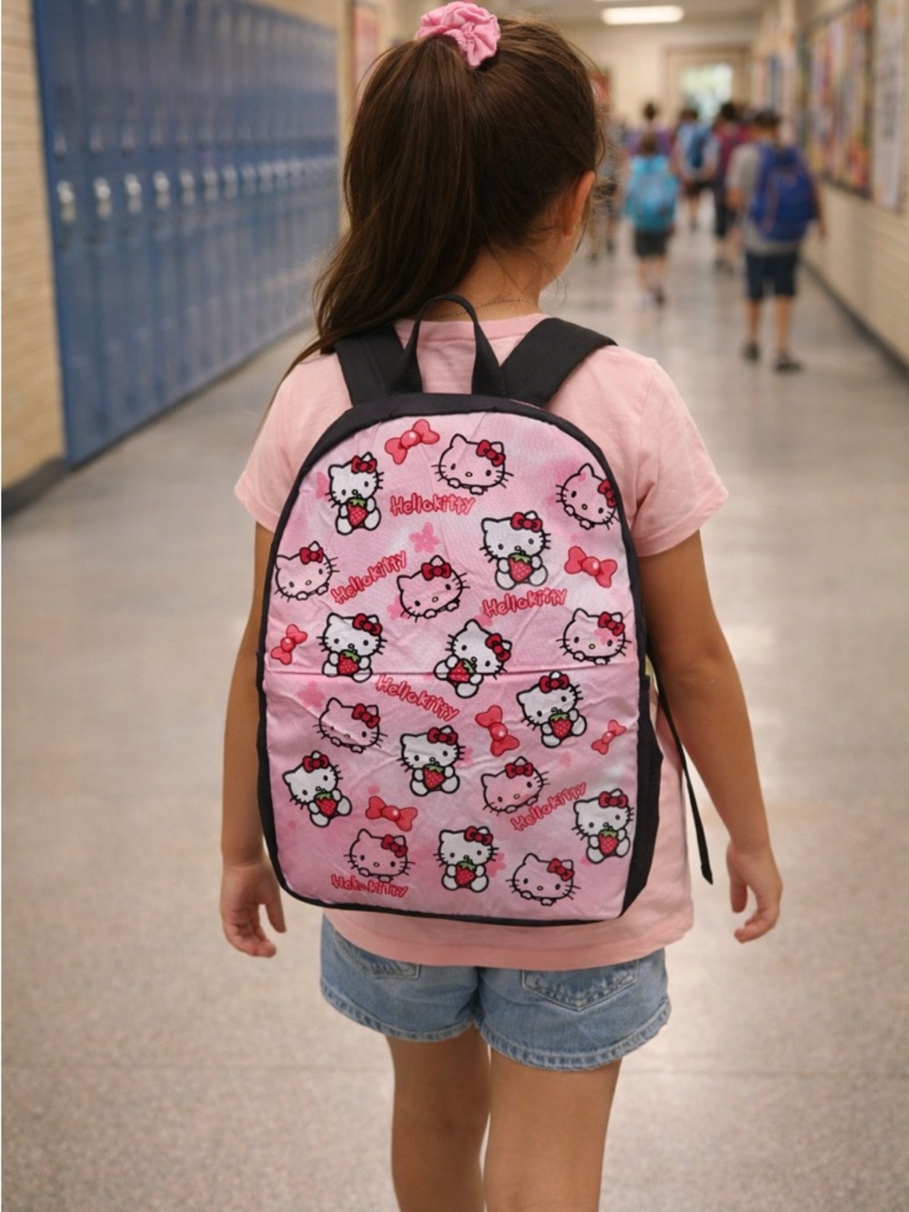 Hello Kitty Pink and Black Kids Backpack - New